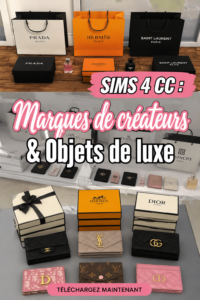Intérieur élégant dans Les Sims 4 avec des accessoires de luxe et de marque.