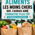 Des aliments économiques disposés sur une table, avec des choix variés et colorés.