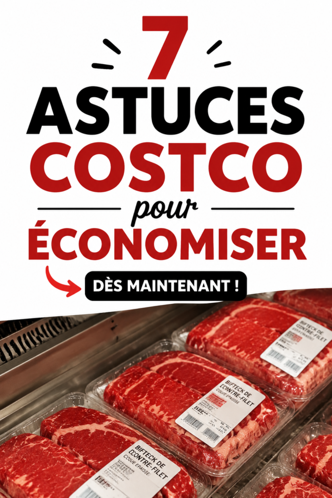 Une femme contente faisant ses courses chez Costco avec un caddie rempli.