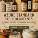 Famille examinant des produits sains d'Azure Standard pour leur garde-manger