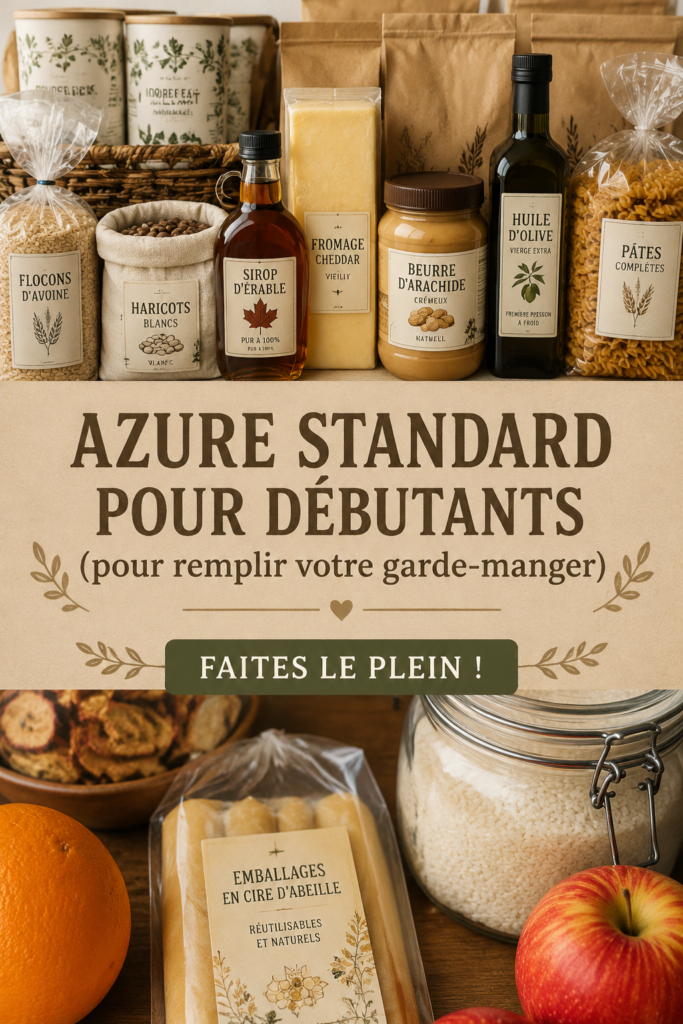 Famille examinant des produits sains d'Azure Standard pour leur garde-manger