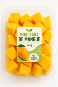 Morceaux de mangue ASDA frais et colorés dans un bol, prêts pour la cuisine.