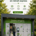 Vue d'un casier de Click and Collect prêt à être utilisé pour des courses pratiques.