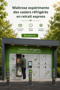 Vue d'un casier de Click and Collect prêt à être utilisé pour des courses pratiques.