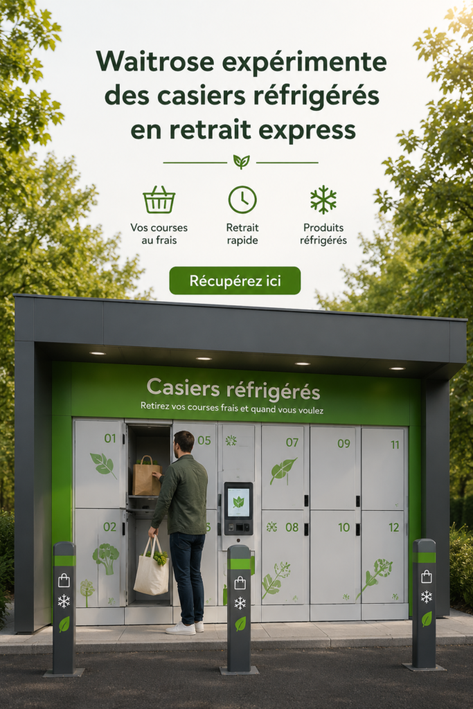 Vue d'un casier de Click and Collect prêt à être utilisé pour des courses pratiques.