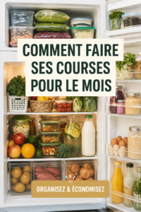 Femme souriante, tenant une liste de courses dans un supermarché.