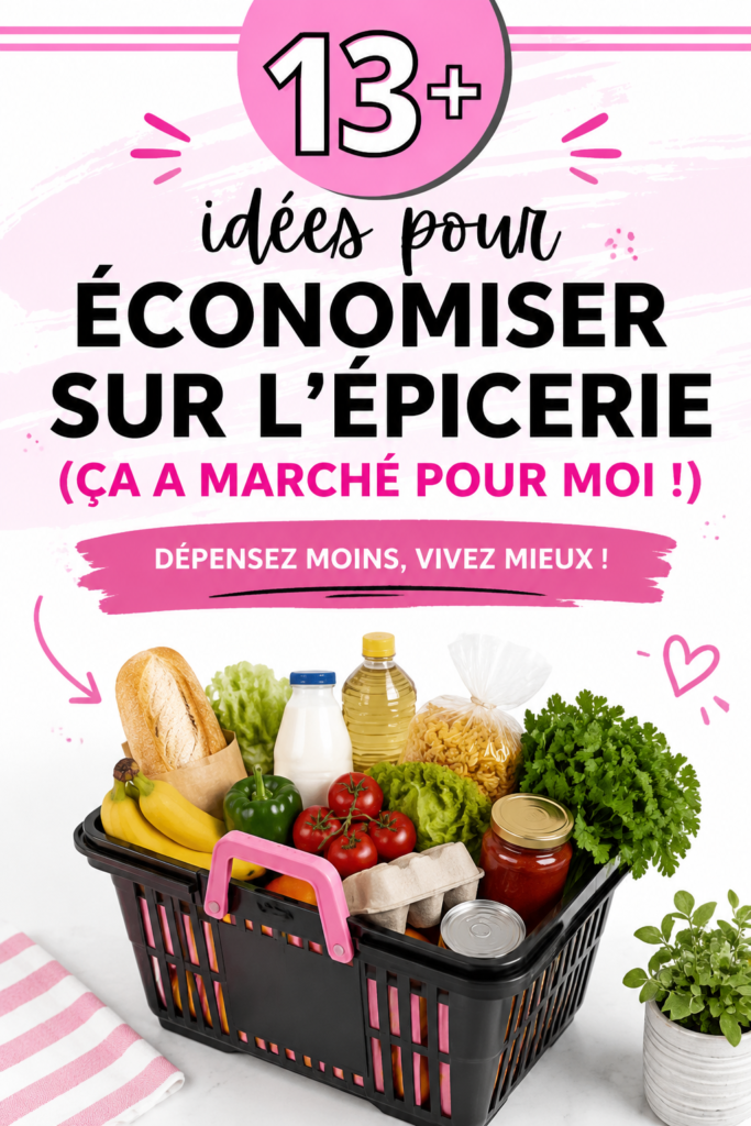 Femme au supermarché comparant les prix pour économiser sur ses courses alimentaires
