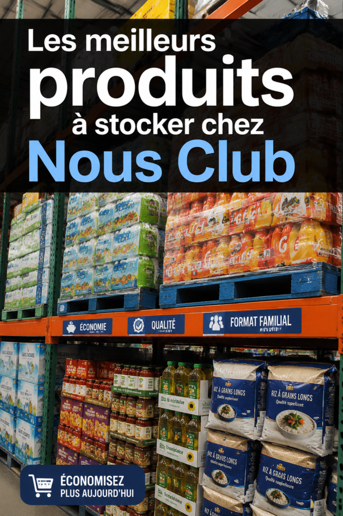 Produits variés disponibles chez Sam's Club pour un rangement pratique.