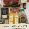 Sélection de produits colorés de Trader Joe's sur une étagère