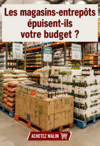 Femme faisant ses courses dans un magasin de gros, en vérifiant son budget