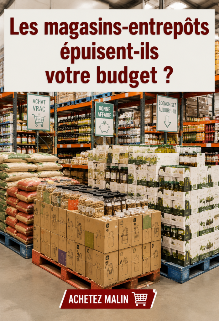Femme faisant ses courses dans un magasin de gros, en vérifiant son budget