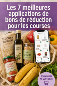 Femme explorant des applications de coupons sur son smartphone dans un magasin.