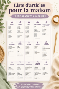 Affiche d'une sélection d'imprimables gratuits pour objets ménagers