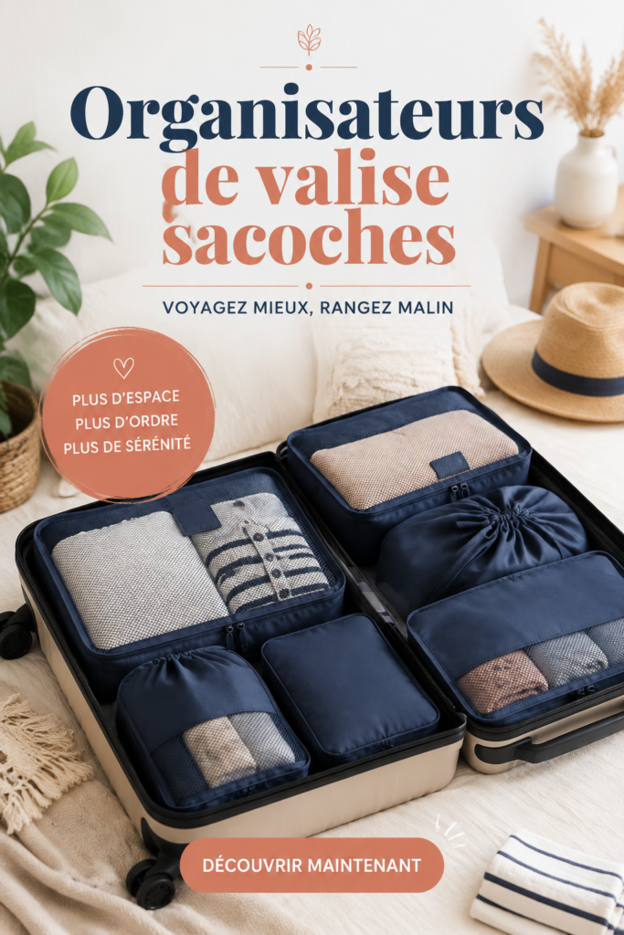 Une valise ouverte contenant des cubes de packing bien organisés