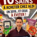 Produits sains et équilibrés présentés sur une table après une course chez Aldi.