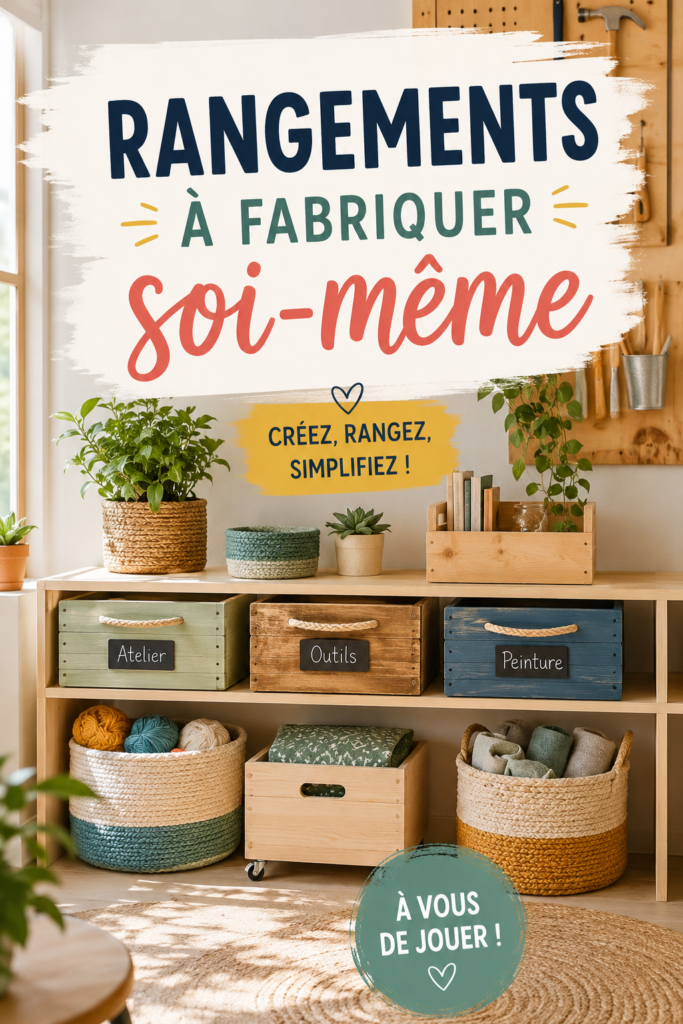 Un espace de rangement DIY en bois, soigneusement organisé et décoré