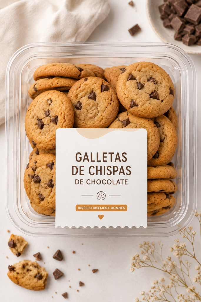 Une assiette de cookies au chocolat maison sortant du four, dorés et irrésistibles.