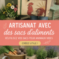 Objets pratiques et décoratifs créés à partir de sacs de croquettes recyclés.