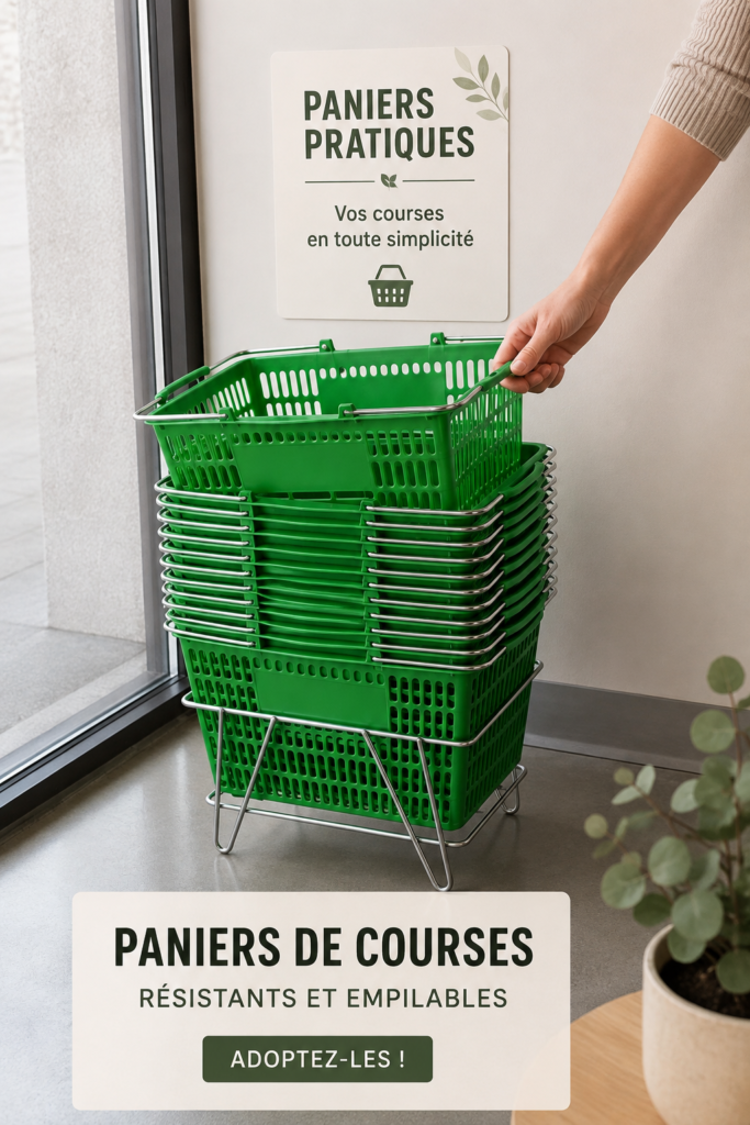 Sac à courses en plastique durable et élégant sur une table de cuisine.