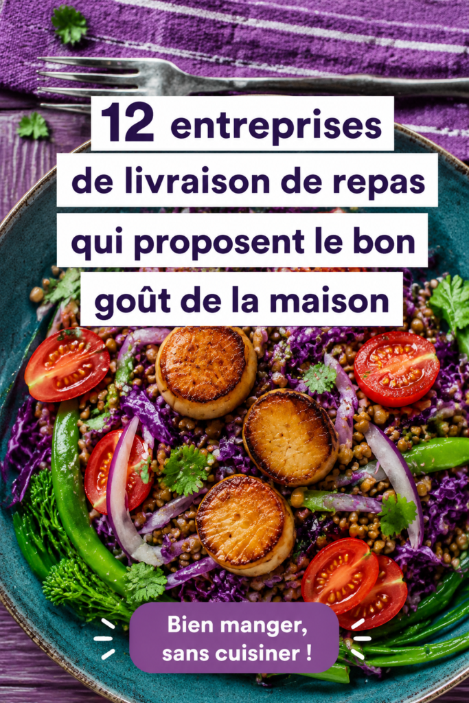 Livraison de repas faits maison à domicile, sur une table en bois.