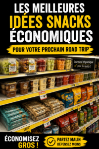Un panier rempli de snacks sains et colorés pour un road trip