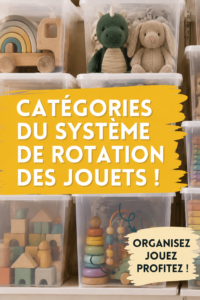 Un espace de jeu organisé avec un système de rotation des jouets.