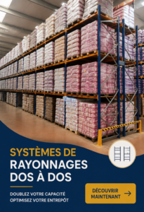 Système de rayonnage dos à dos bien organisé dans un espace moderne
