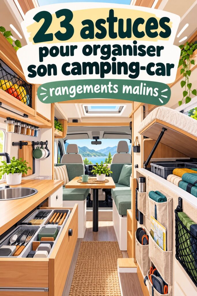 Un camping-car bien rangé avec des solutions de rangement pratiques.