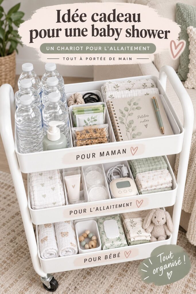 Chariot à langer pratique et bien organisé pour un baby shower