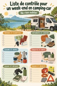 Un van garé au bord d'un lac pendant un week-end d'été.