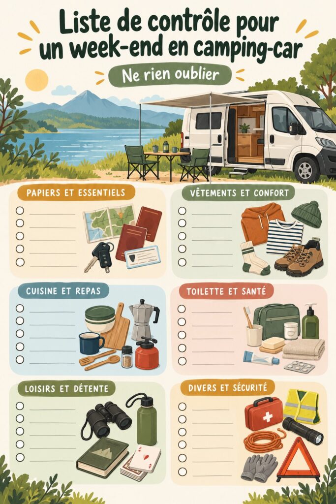 Un van garé au bord d'un lac pendant un week-end d'été.