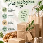 Emballage éco-responsable avec des matériaux recyclés et décorations naturelles.