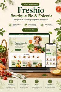 Capture d'écran d'un site web de produits bio avec un design attrayant et ergonomique.