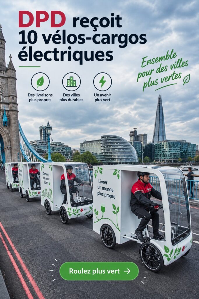 Cargobikes électriques de DPD en milieu urbain, adaptés pour des livraisons écologiques.