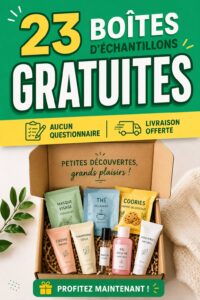 Boîte échantillon gratuite pour les mamans avec divers produits à tester