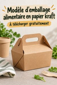 Emballages alimentaires en papier kraft sur une table élégante