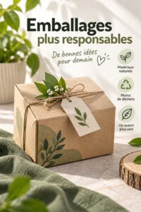 Emballages écoresponsables créatifs en carton recyclé sur une table.