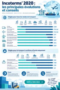 Une illustration représentant des Incoterms dans un contexte de logistique et livraison
