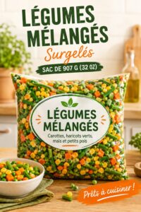 Sac de légumes mélangés surgelés avec légumes colorés et frais