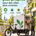 Image d'un véhicule Velove effectuant une livraison urbaine durable en milieu citadin.