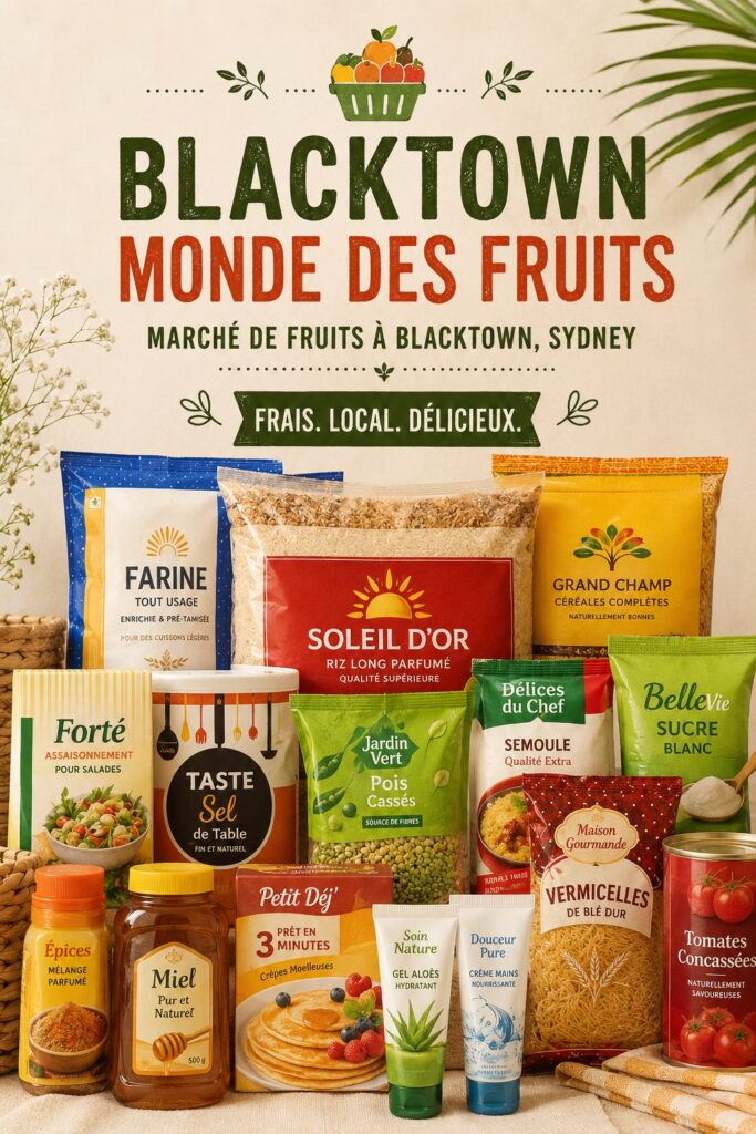 Marché de fruits de Blacktown, Sydney, offrant une gamme de fruits frais.