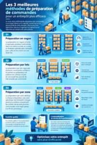 Un entrepôt bien organisé utilisant une méthode efficace de préparation de commandes.