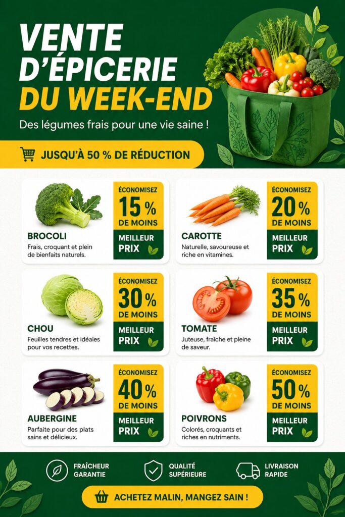 Modèle de liste de courses coloré sur une table en bois