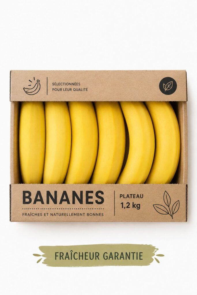 Un joli plateau de bananes présenté sur une table, rempli de fruits tropicaux