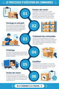 Illustration d'un processus de préparation de commandes organisé et efficace.
