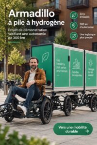 Prototype de la cellule à hydrogène Armadillo en démonstration sur route