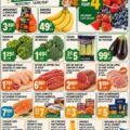 Un panier plein de produits avec des étiquettes de promotions hebdomadaires.