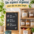 Un garde-manger bien rangé avec des bacs transparents et des étiquettes.