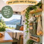 Intérieur d'un petit camping-car avec rangement vertical optimisé