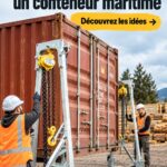Femme utilisant un chariot élévateur pour soulever un conteneur maritime sur un chantier